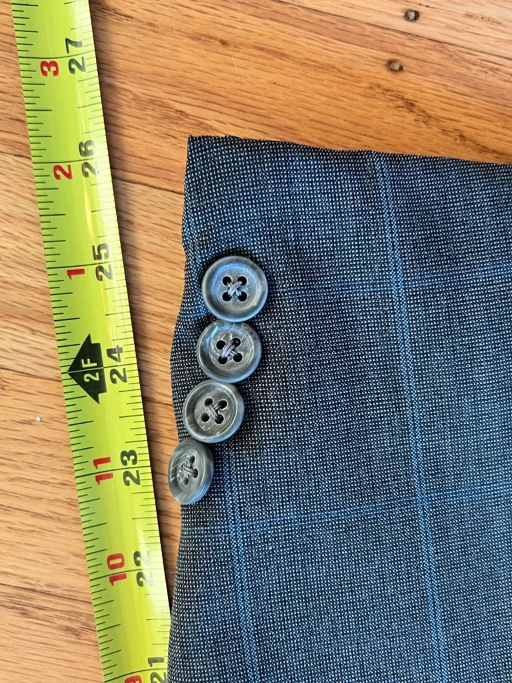 Hickey Freeman Plaid Windowpane Gray Suit Jacket Sport Coat Blazer Men’s 44